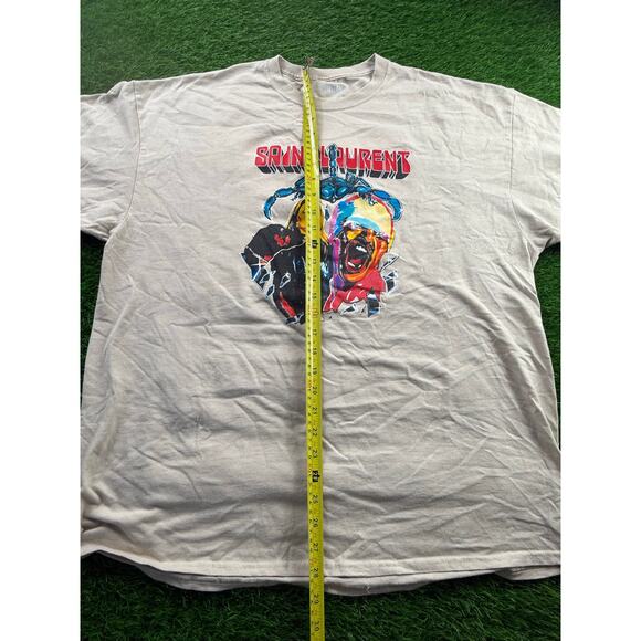 Bleach Saintt Laurent Graphic Tee Sz XXL Tan Streetwear Bootleg Parody USA Shirt - Picture 6 of 8